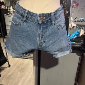Classic Mid-Rise Blue Denim Shorts - Women